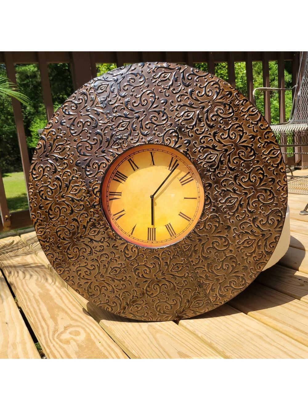 Classic Ornate Wall Clock with Intricate Etched Design